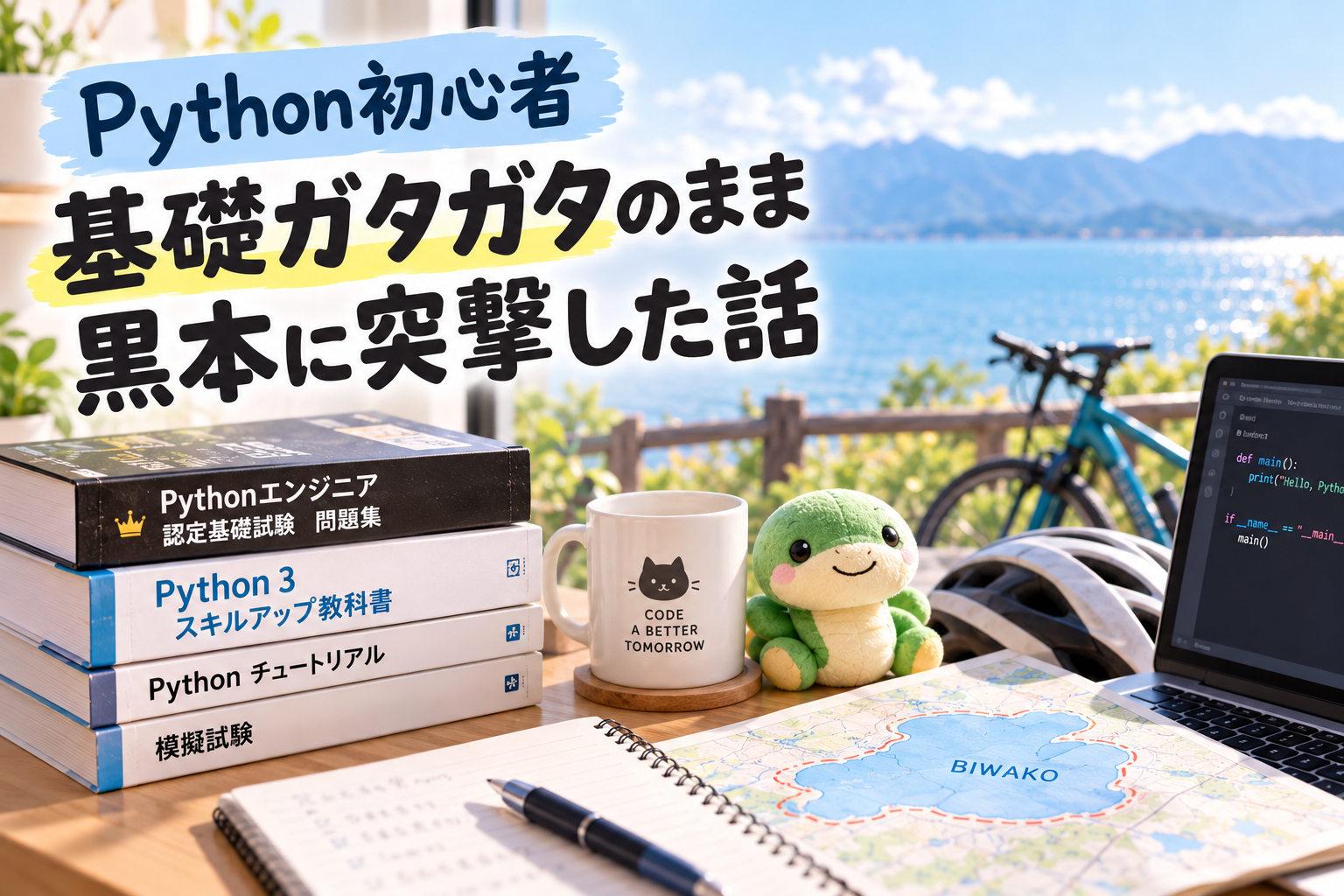 Python初心者、黒本に挑戦する湖畔デスク