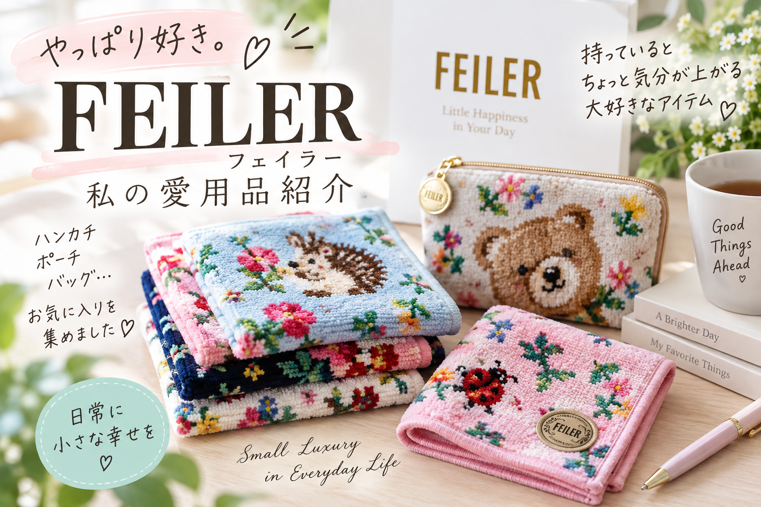 フェイラーのかわいらしいハンカチが並んでいるアイキャッチ画像